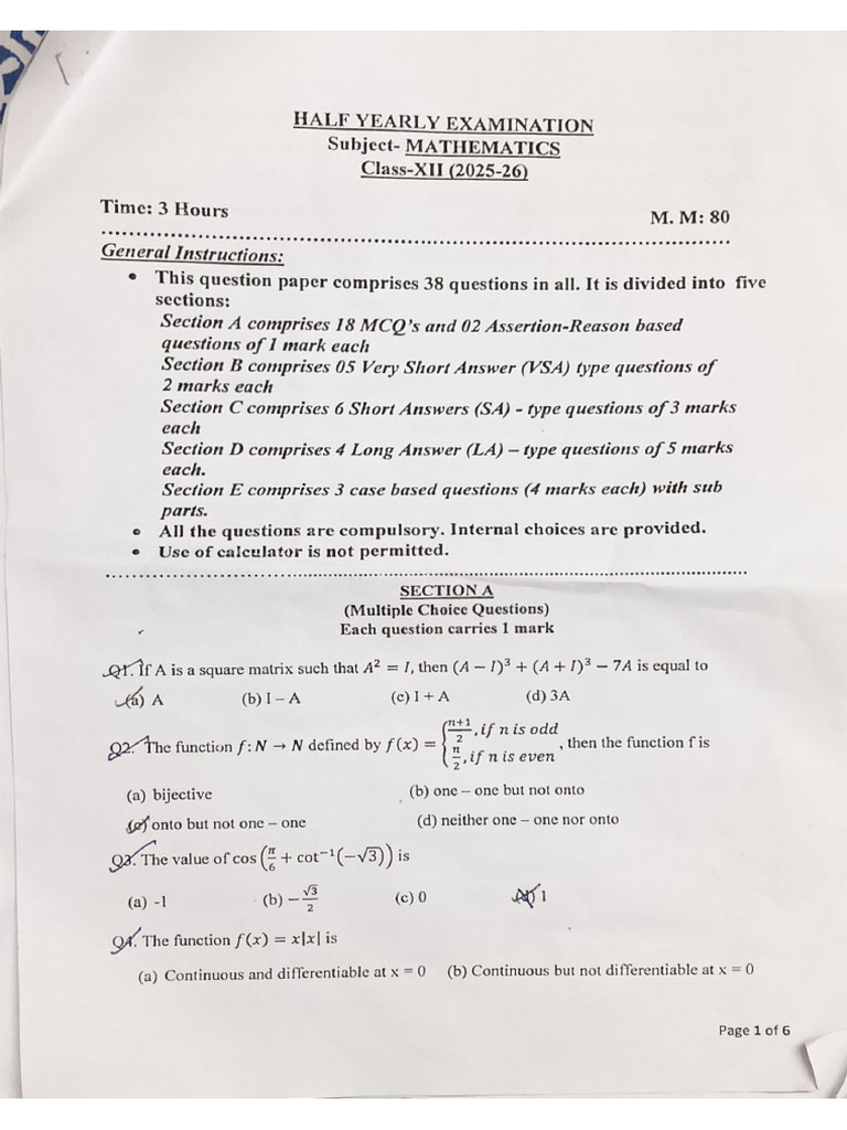 Maths Mid Term Paper | PDF