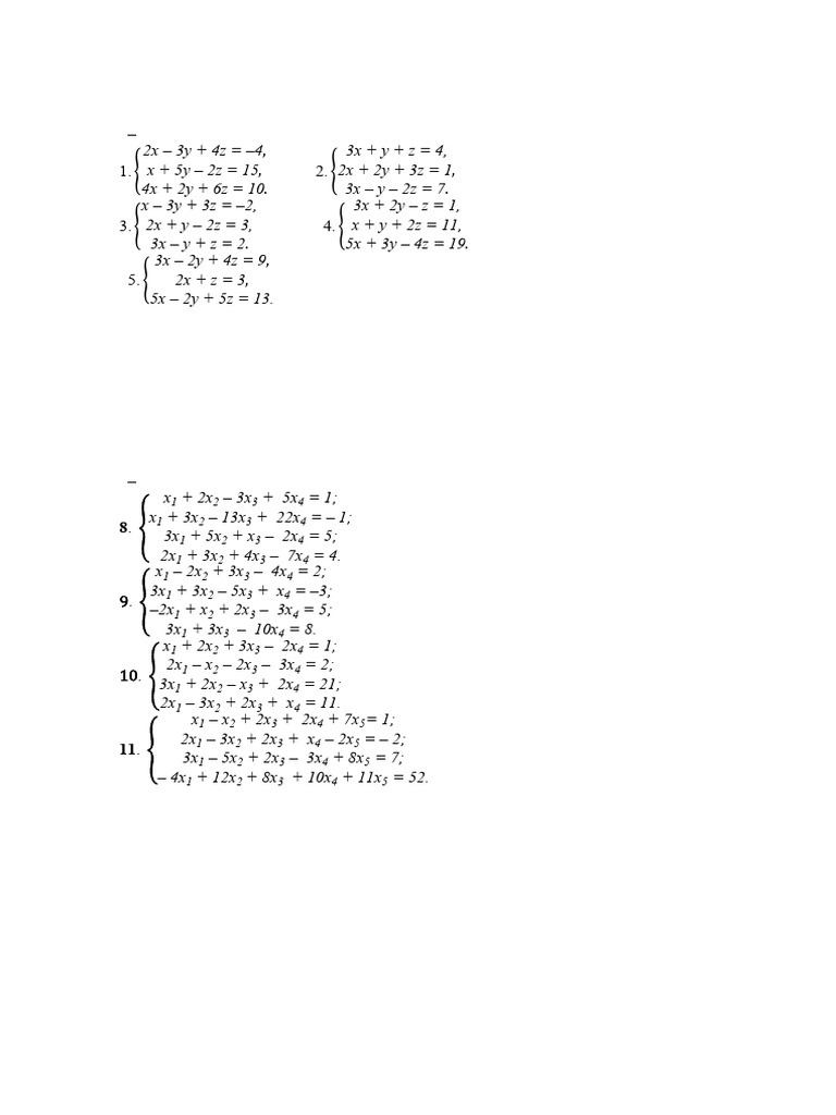 Gauss Method Exercises and Solutions | PDF