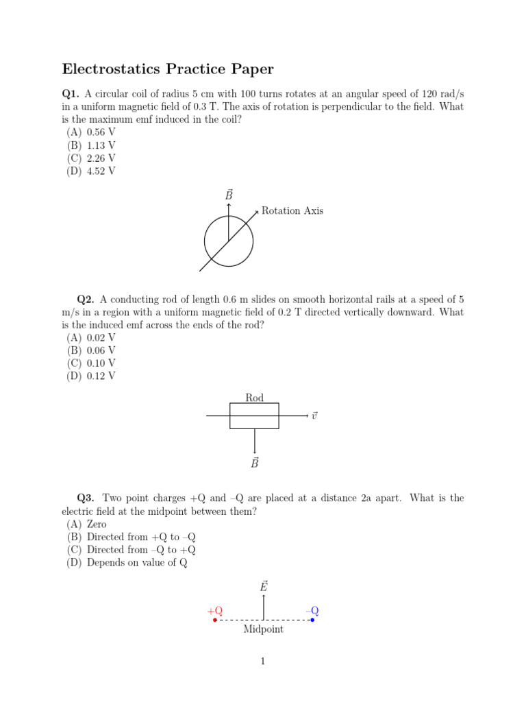 Electrostatics Practice Questions | PDF | Sphere | Electromagnetism