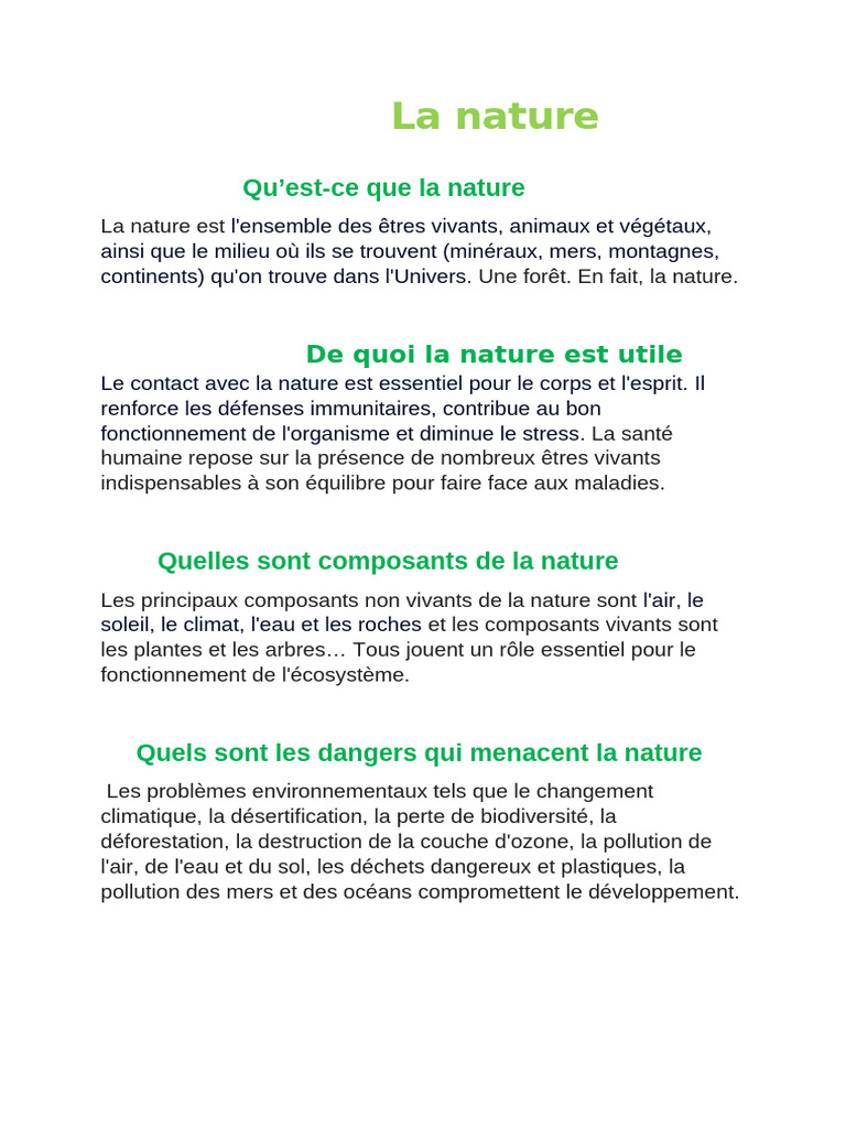 Comprendre la nature et ses enjeux | PDF