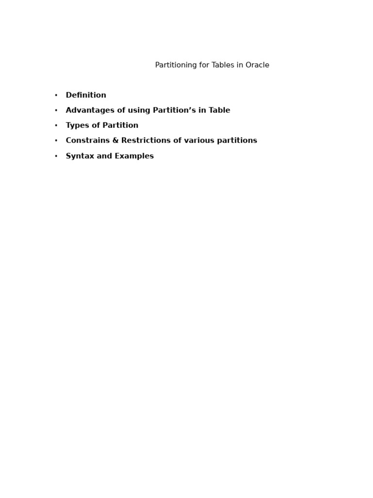Oracle Table Partitioning Guide | PDF