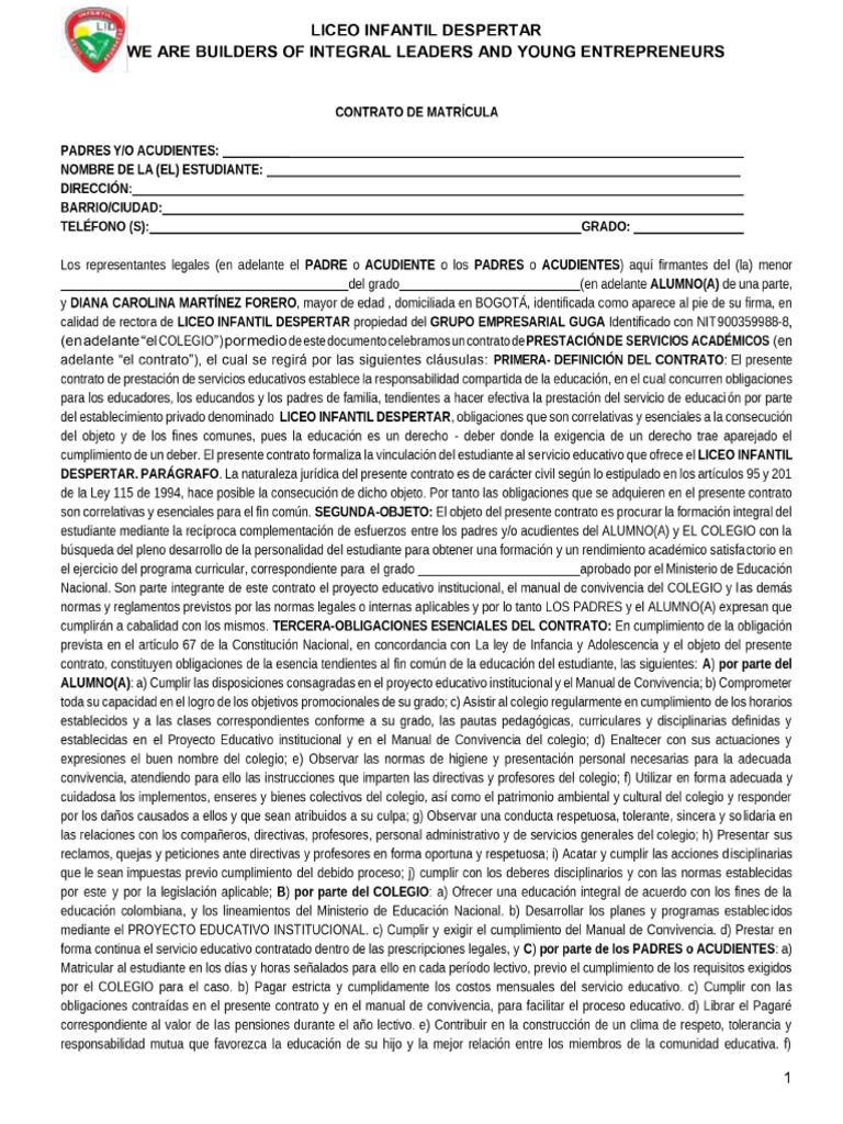 Contrato Despertar | PDF