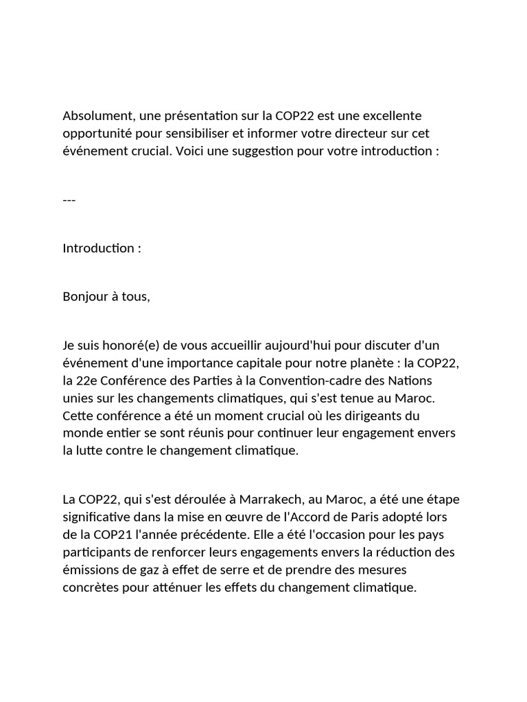 Résultats clés de la COP22 au Maroc | PDF | Changement climatique ...