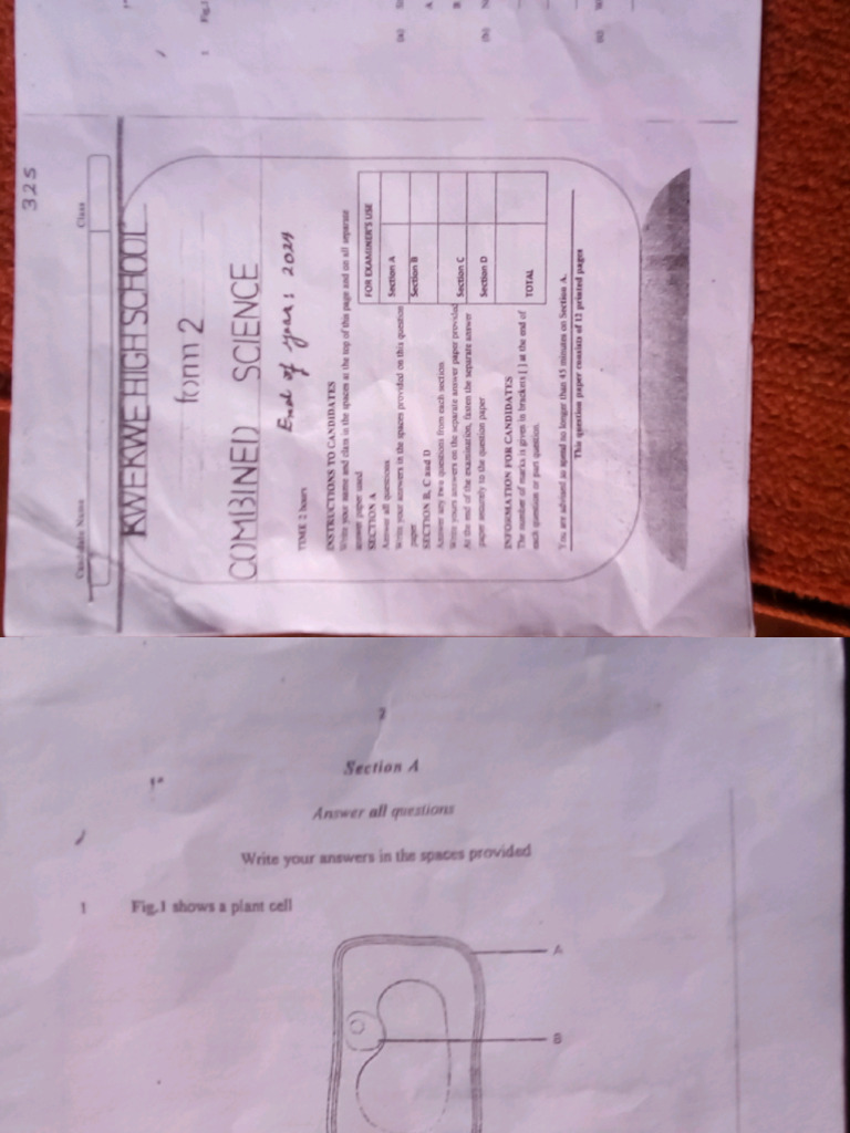 Form 2 Combined Science Question Paper | PDF