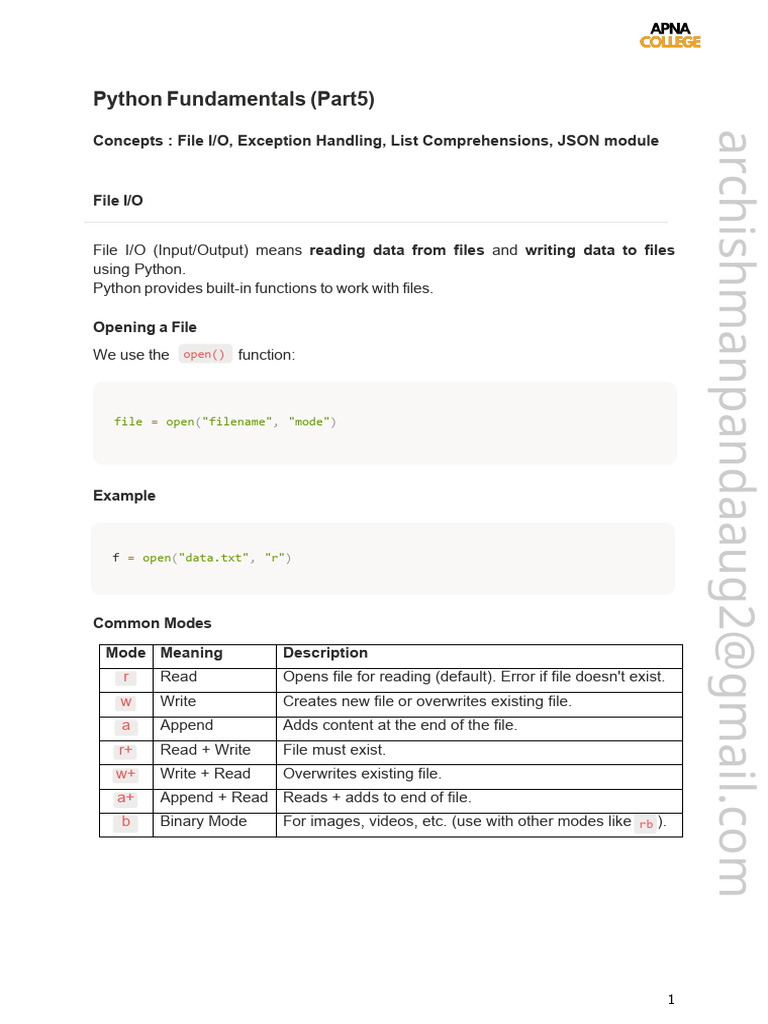 Python Fundamentals Part5 (1) | PDF | Json | Python (Programming Language)
