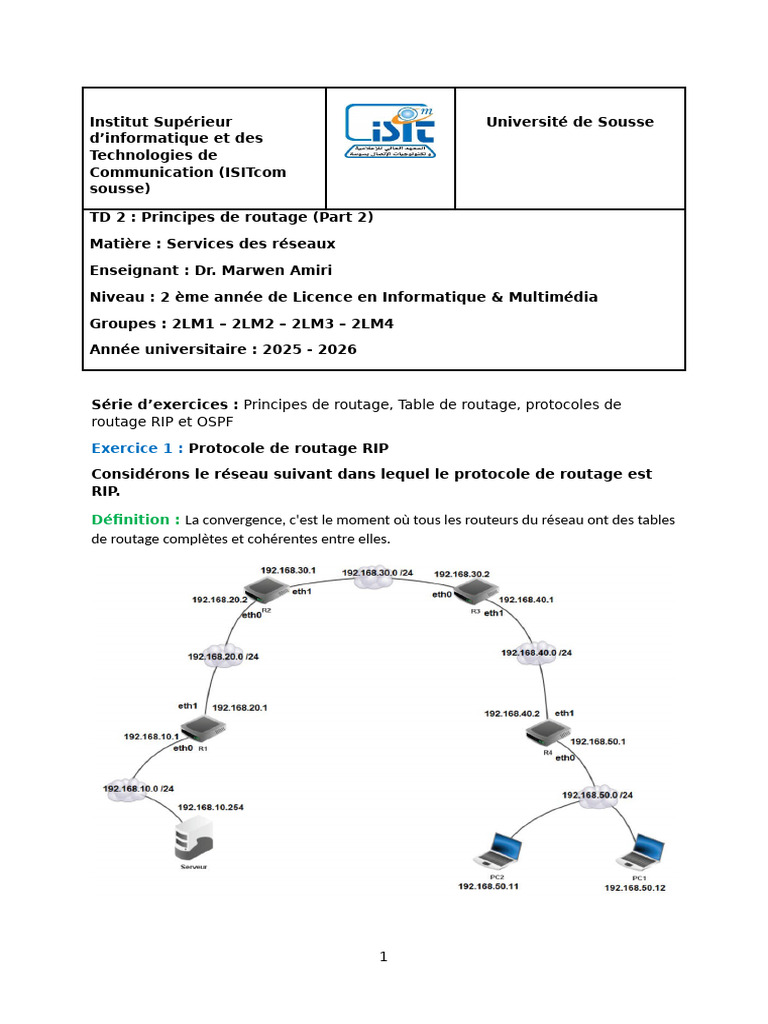 Exercices sur le routage RIP et OSPF | PDF | Routage | Adresse IP