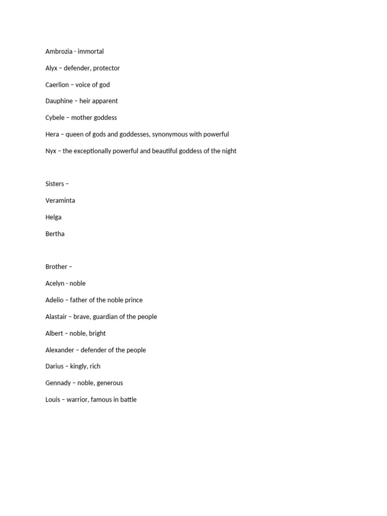 Mythical Names and Their Meanings | PDF