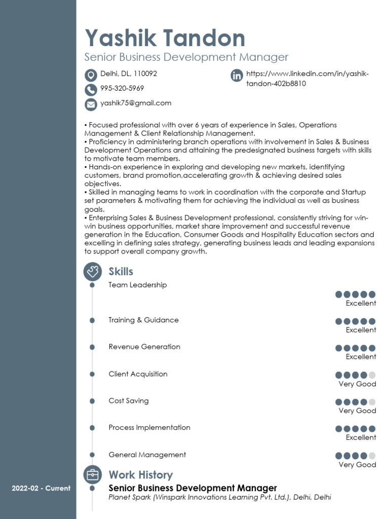 Senior Business Development Manager Profile | PDF | Marketing | Sales