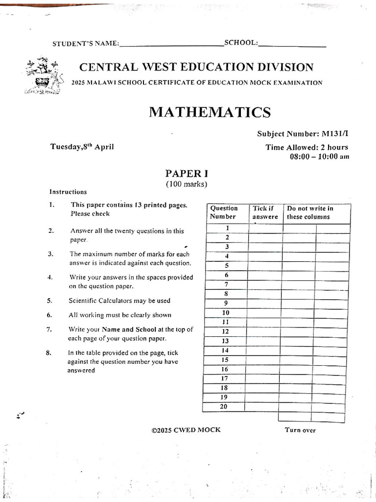 Mathematics MSCE | PDF