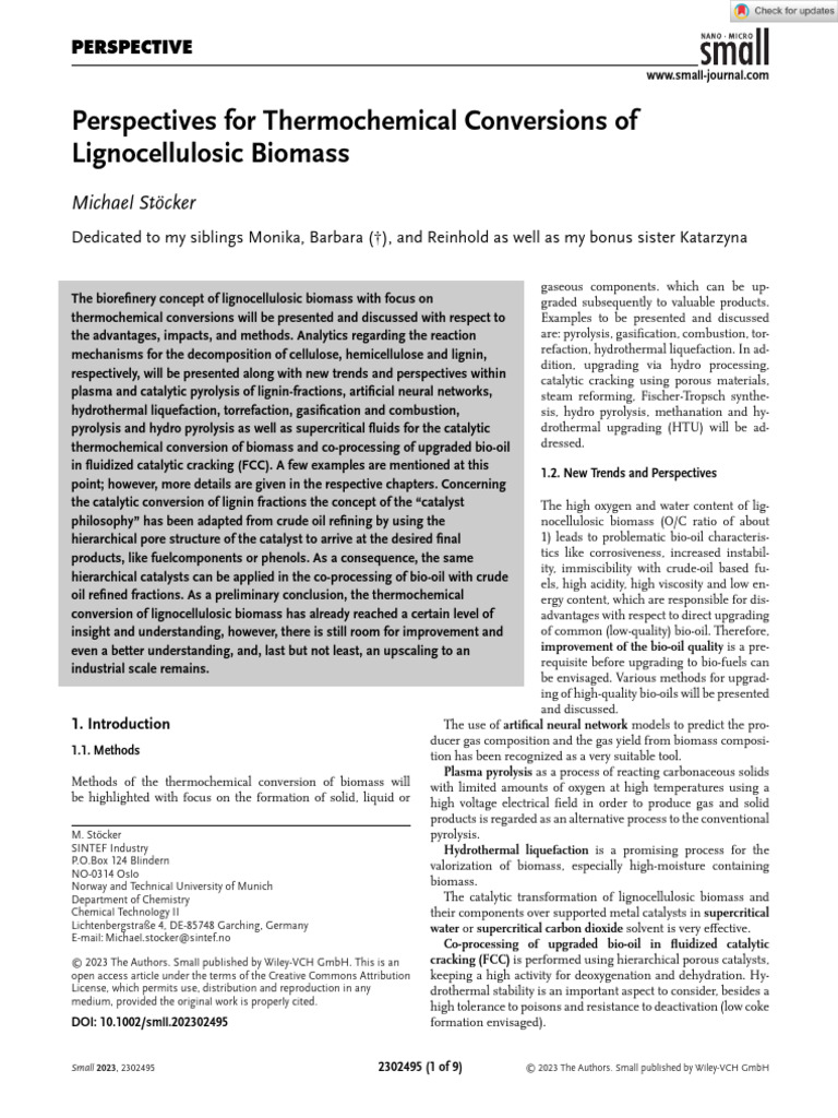 Thermochemical Conversion of Biomass | PDF | Pyrolysis | Chemical ...