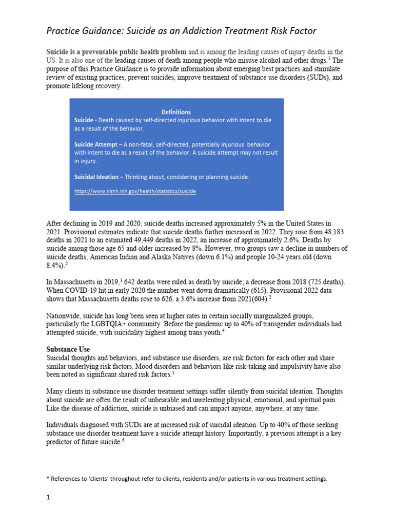 Suicide As An Addiction Treatment Risk Factor | PDF | Suicide ...