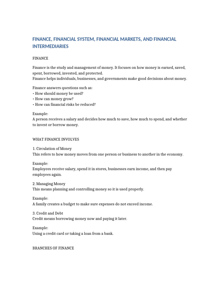 Understanding Finance and Financial Systems | PDF | Money | Stocks