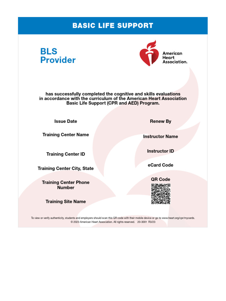 American Heart Association BLS Certification | PDF