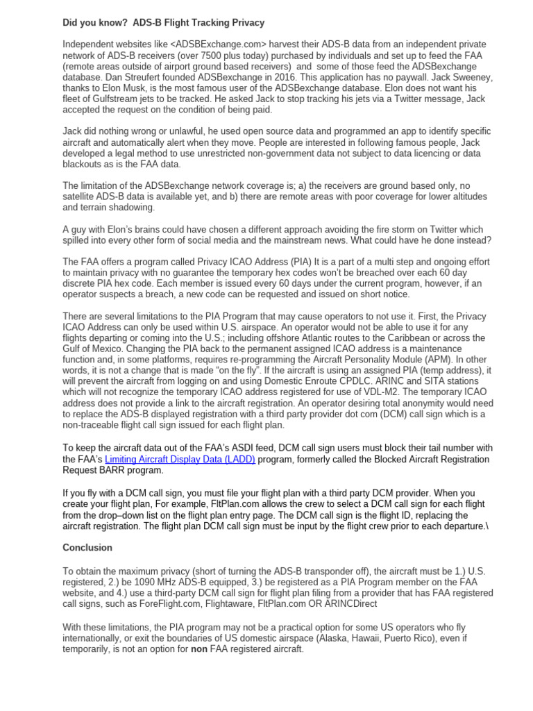 Did You Know-Flight Privacy | PDF | Aviation | Aviation Safety