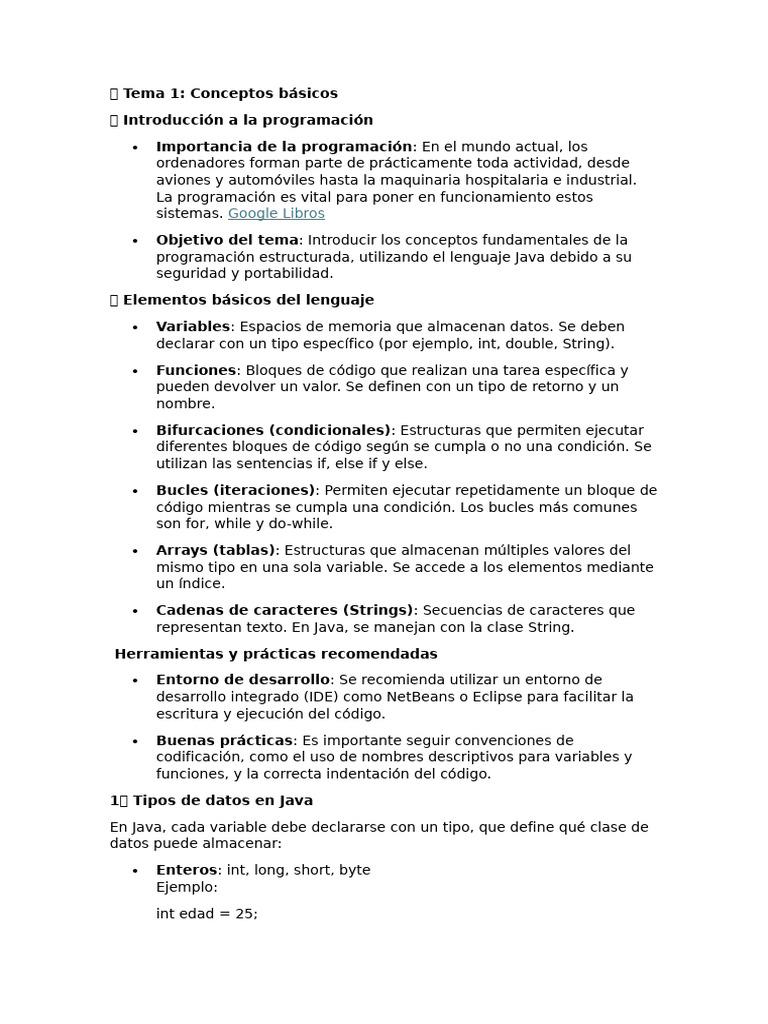 Tema1 Tema2 | PDF | Java (lenguaje de programación) | Lenguaje de ...