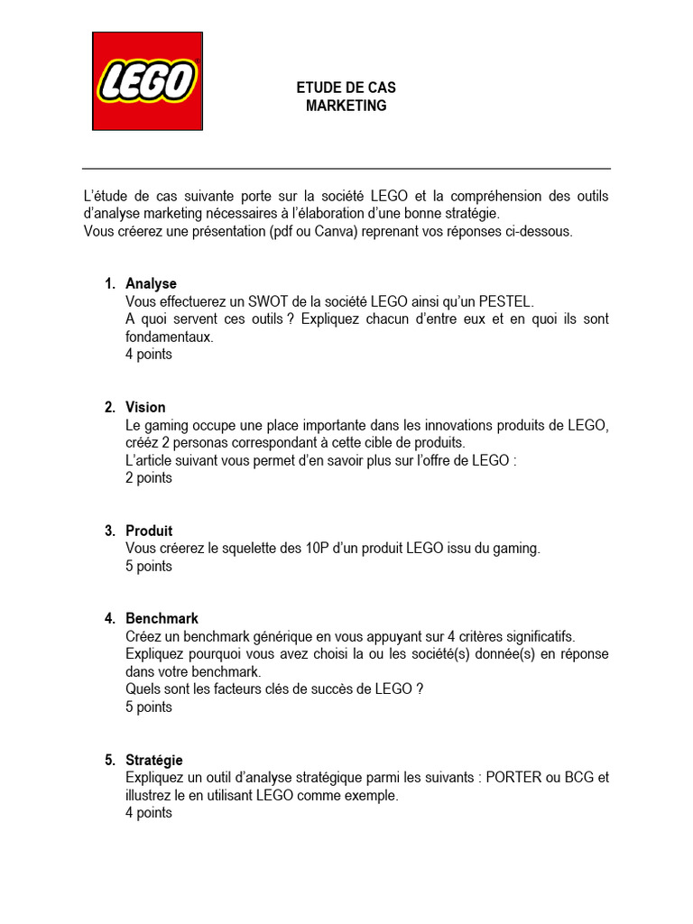 Analyse marketing de LEGO : étude de cas | PDF
