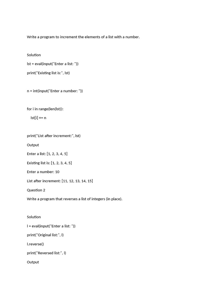 Type c List Manipulation (1) | PDF | Sequence | Numbers