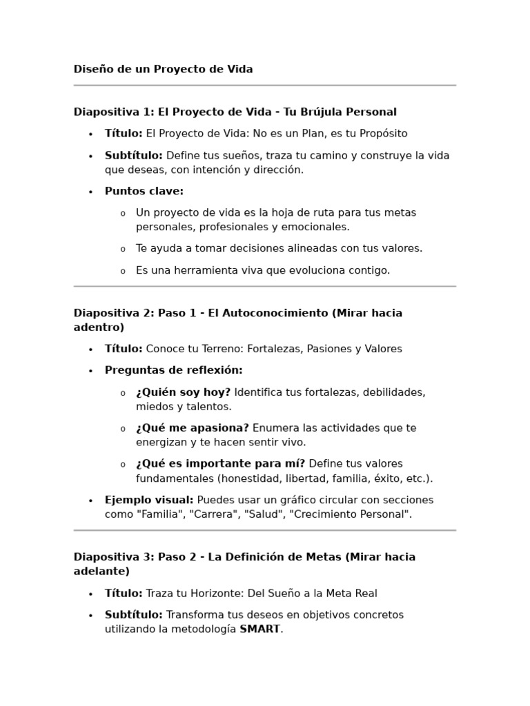 Proyecto de Vida: Tu Hoja de Ruta Personal | PDF