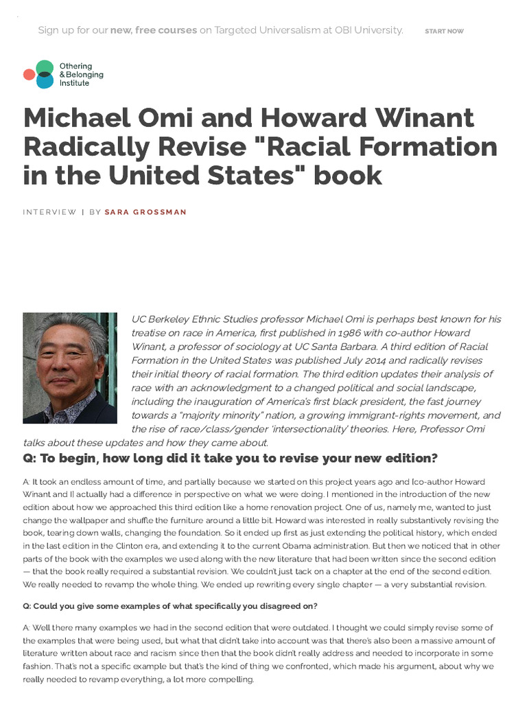 Michael Omi and Howard Winant Radically Revise - Racial Formation in ...