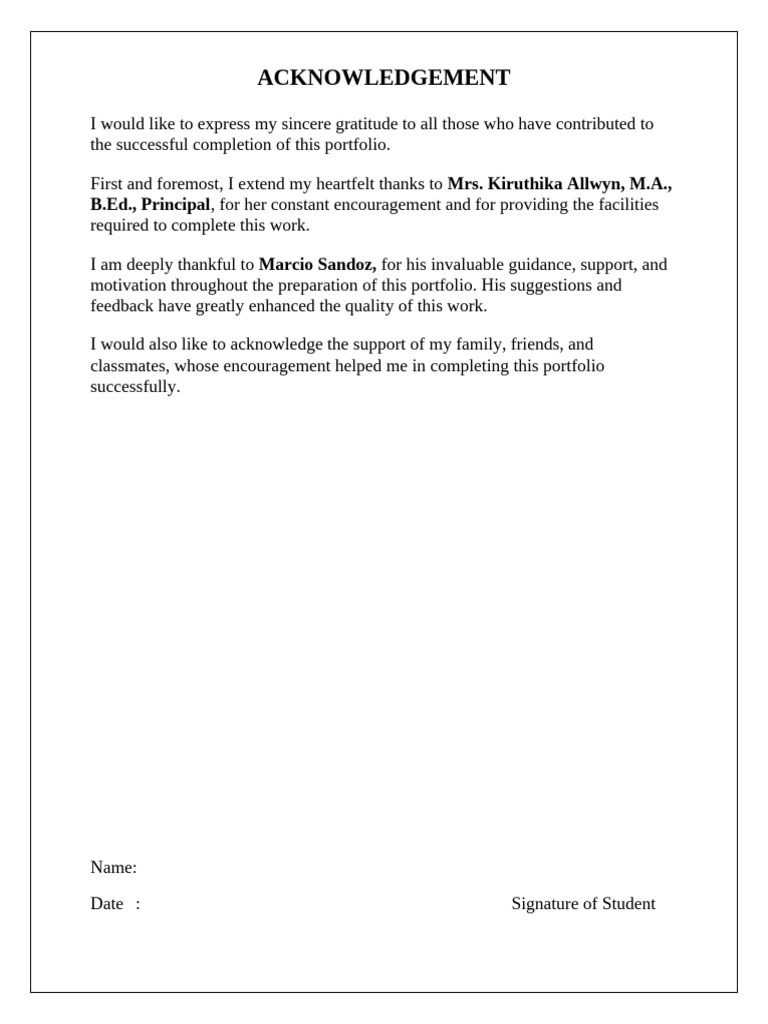Portfolio Acknowledgement and Certification | PDF