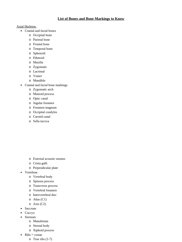 Lab+9+%26+10+ +List+of+Bones+and+Bone+Markings+Updated+06 2025 ...
