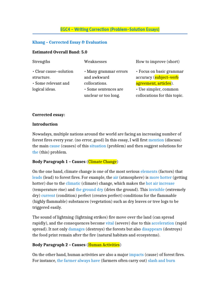 Egc4 Writing Correction Problem-Solution | PDF | Wildfire | Fires