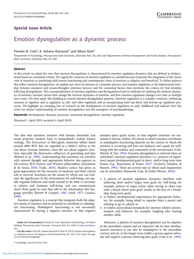 Understanding Emotion Dysregulation Dynamics | PDF | Emotions ...