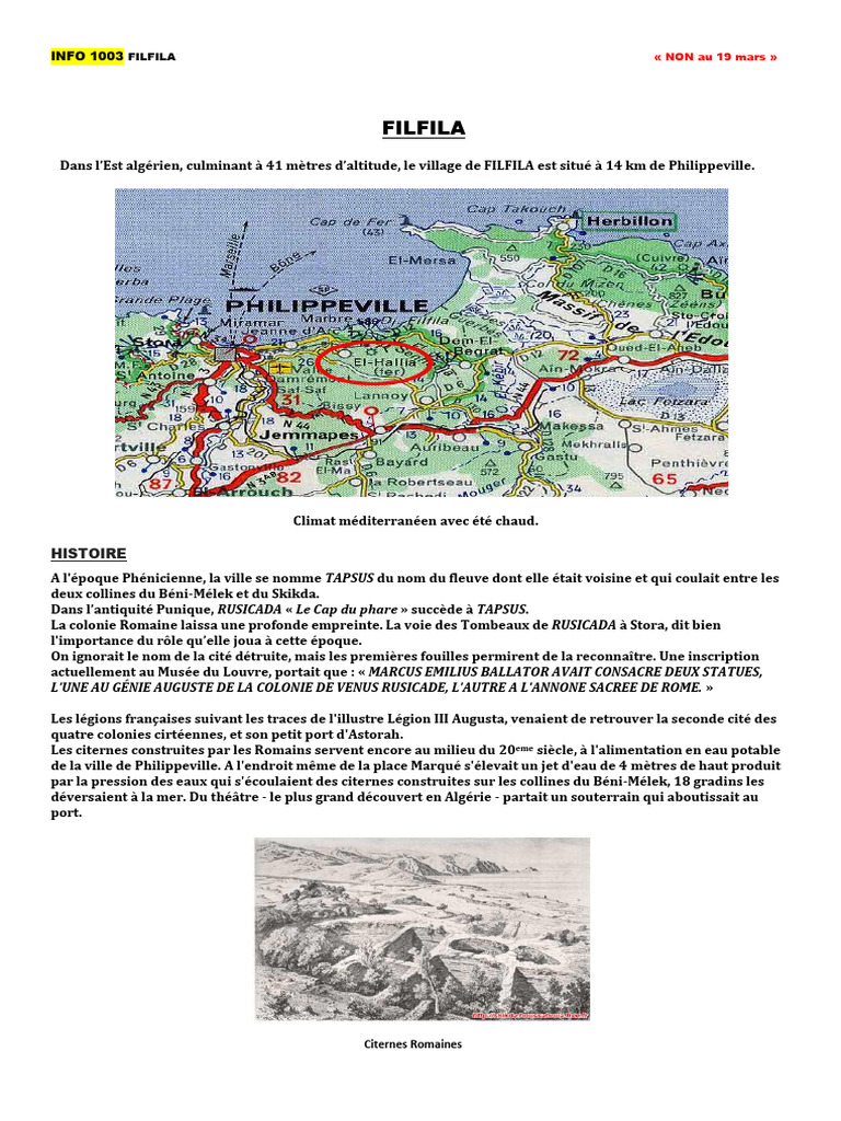 Histoire de FILFILA et Philippeville | PDF