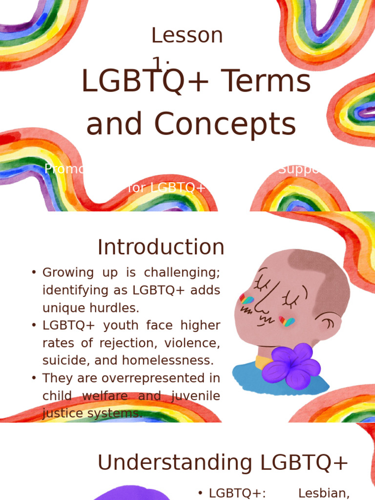 LGBTQ+ Terms and Concepts Presentation in Rainbow Painted Ribbon and ...