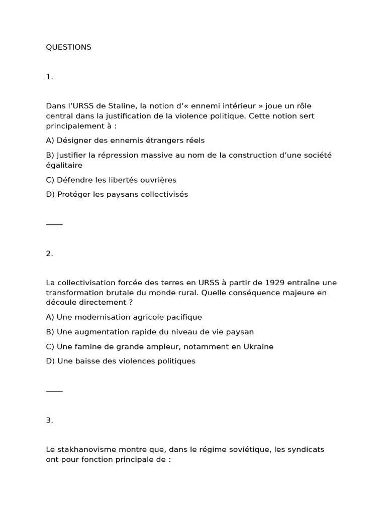 Répression et totalitarisme en URSS et en Italie | PDF | Fascisme ...