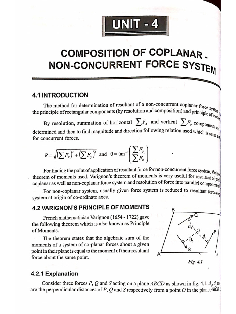 Coplanar Non - Concurrent Force System Problems | PDF