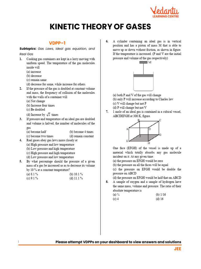 JEE VDPP Questions on Kinetic Theory | PDF | Gases | Temperature