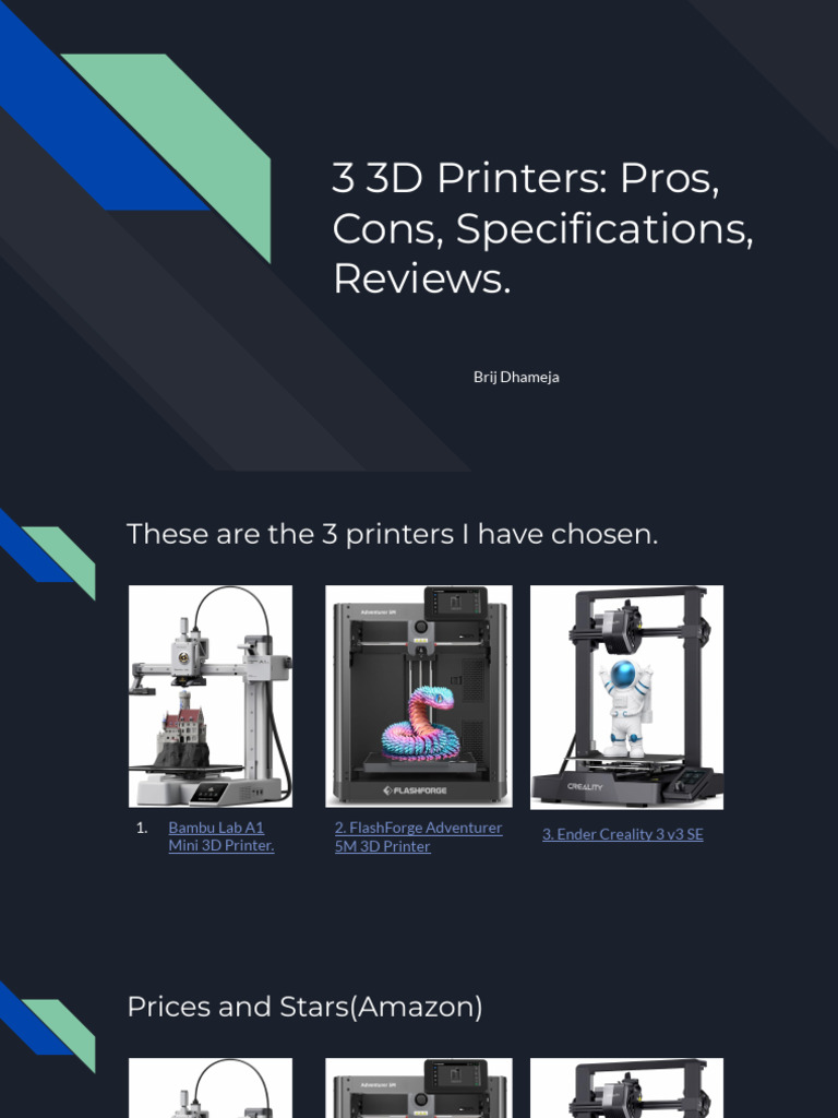 3 3D Printers_ Pros, Cons, Specifications, Reviews. (1) | PDF