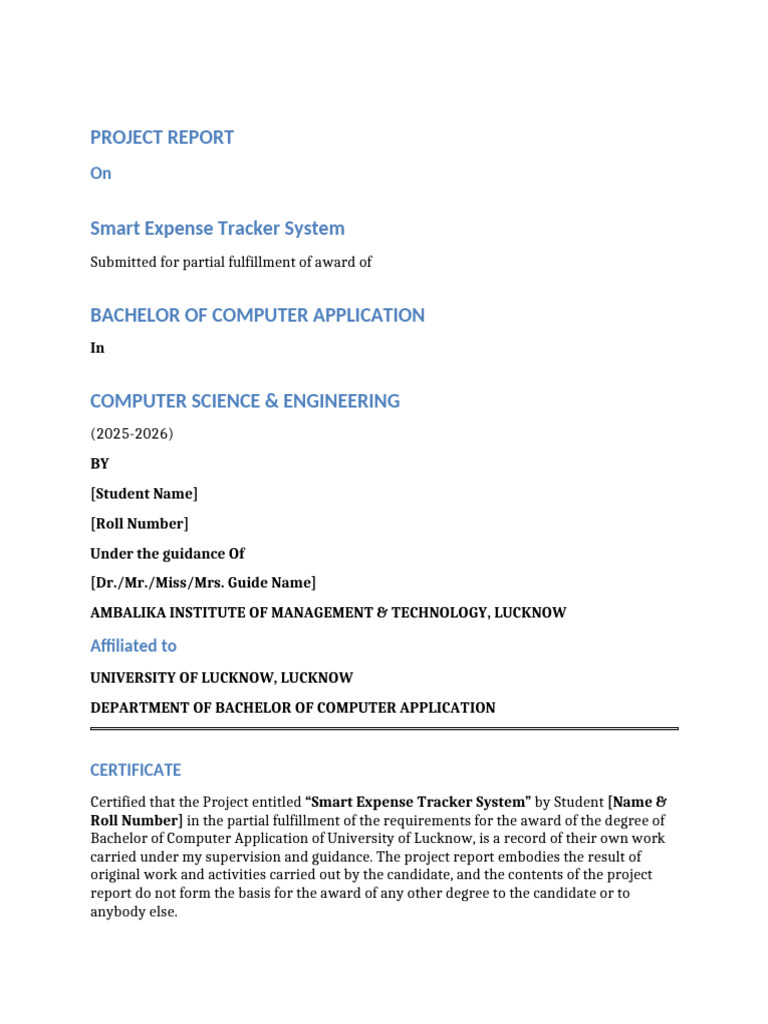 Smart Expense Tracker System Report | PDF | Databases | Password