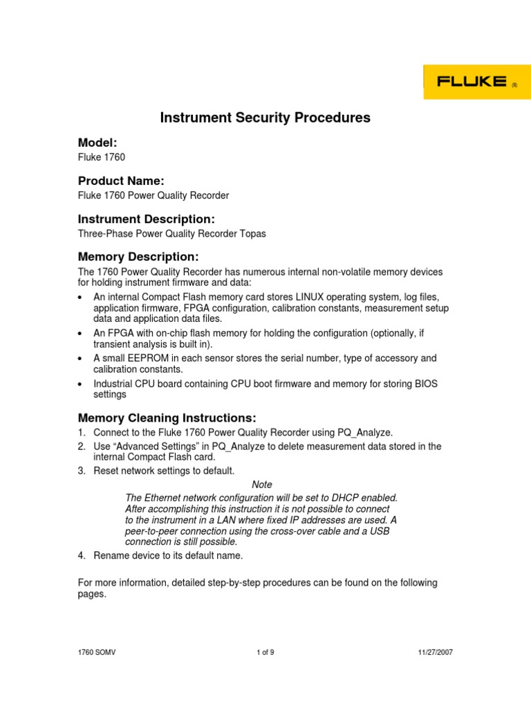 Instrument Security Procedures: Model | PDF | Flash Memory | Computer ...