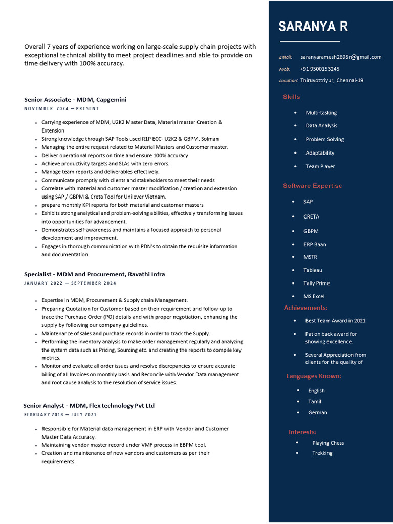 Senior MDM Associate Profile Summary | PDF | Business