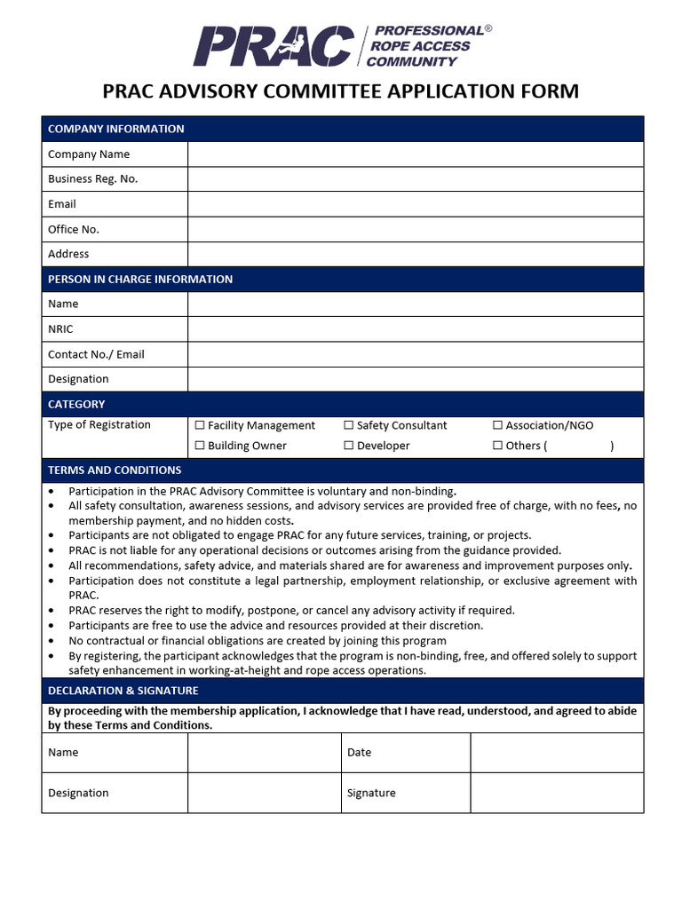 Prac Advisory Committee Application Form | PDF