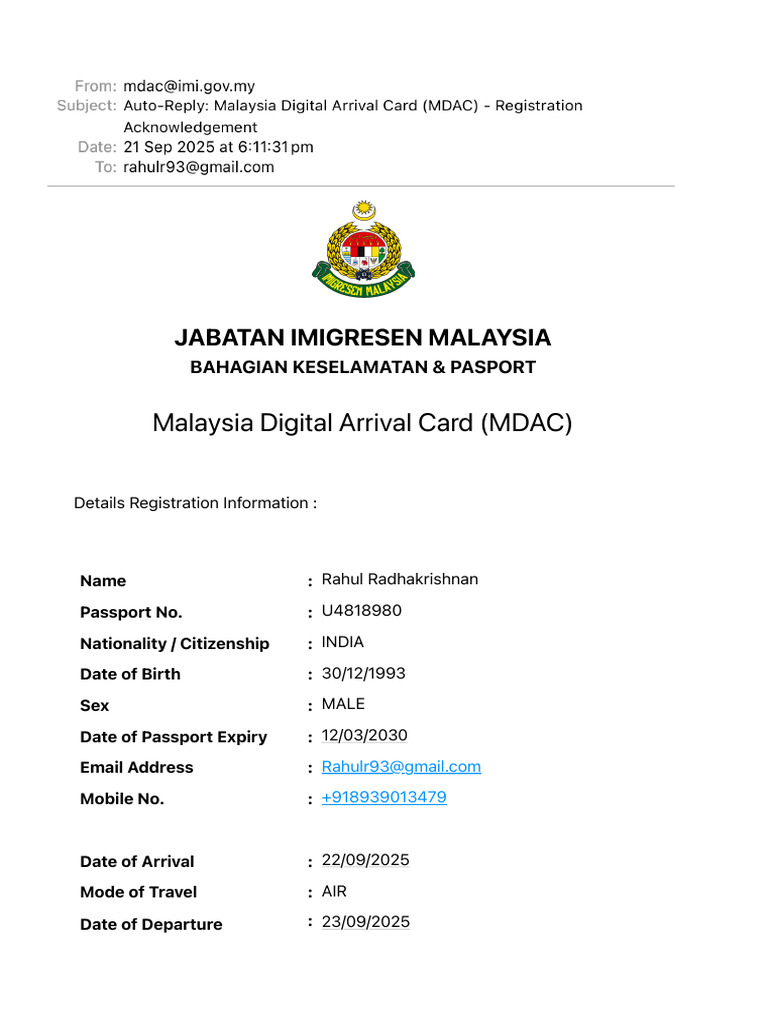 Auto-Reply- Malaysia Digital Arrival Card (MDAC) - Registration ...