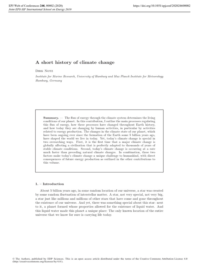 History and Impact of Climate Change | PDF | Climate Change ...