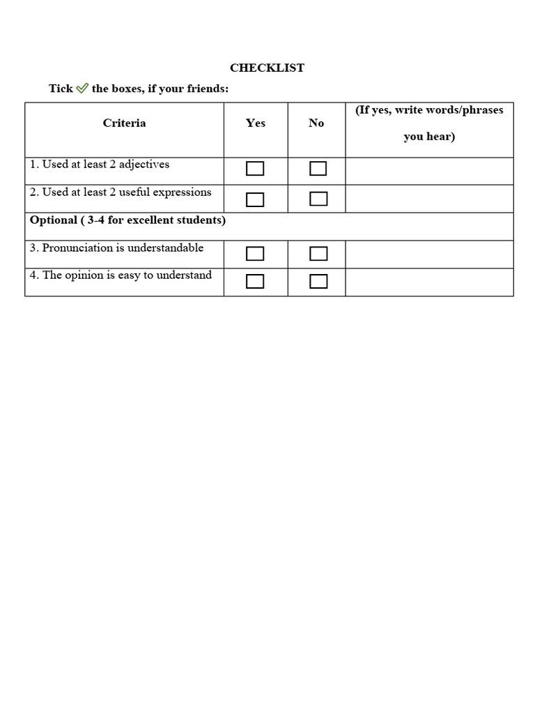 Friend Communication Checklist | PDF