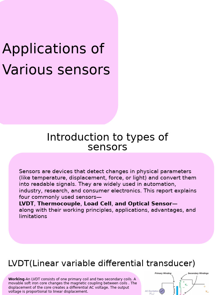 Applications of Sensors | PDF | Sensor | Thermocouple