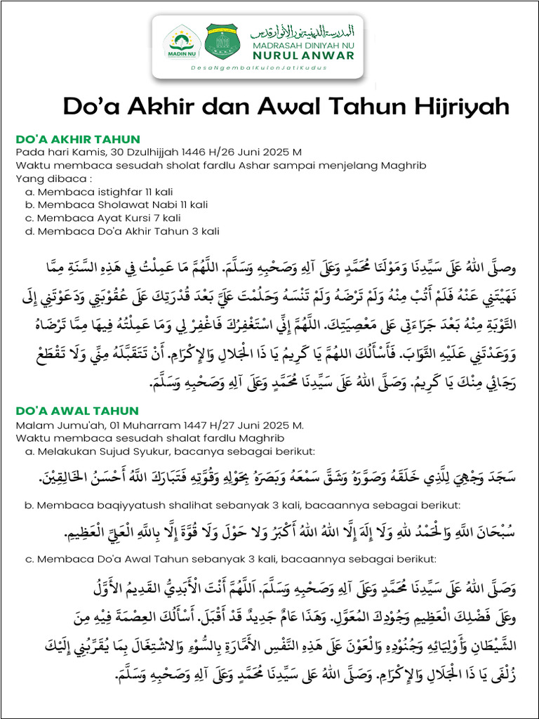 Doa Awal Dan Akhir Tahun Pdf 