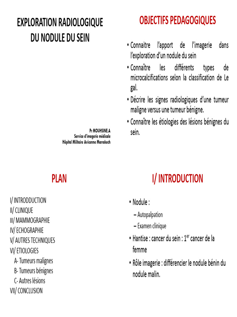 Exploration radiologique du nodule mammaire | PDF | Mammographie ...