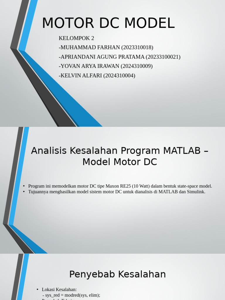 Analisis Kesalahan Model Motor DC MATLAB | PDF