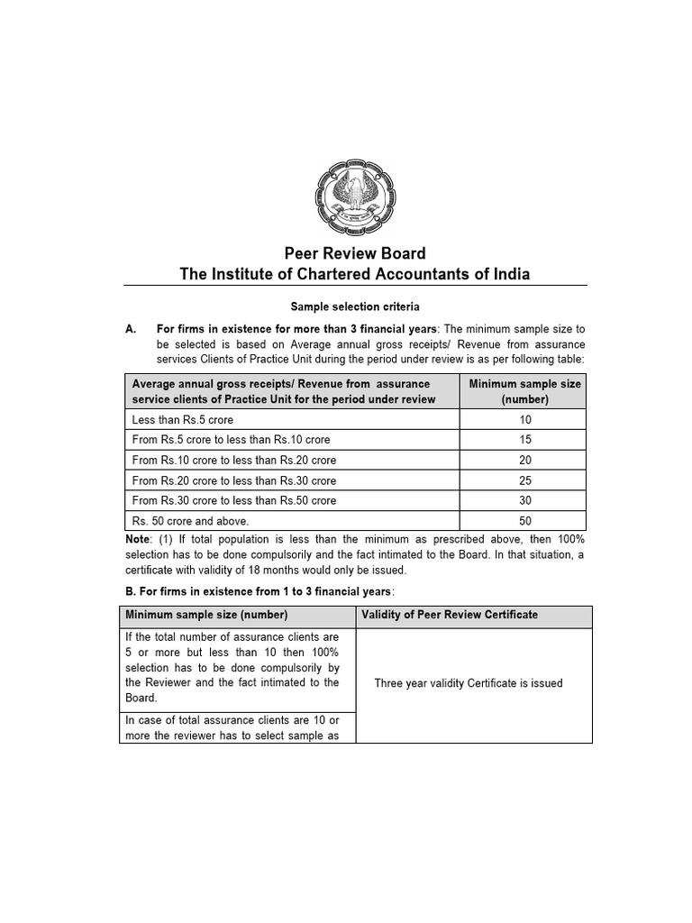 Peer Review Sample Selection Criteria | PDF | Audit