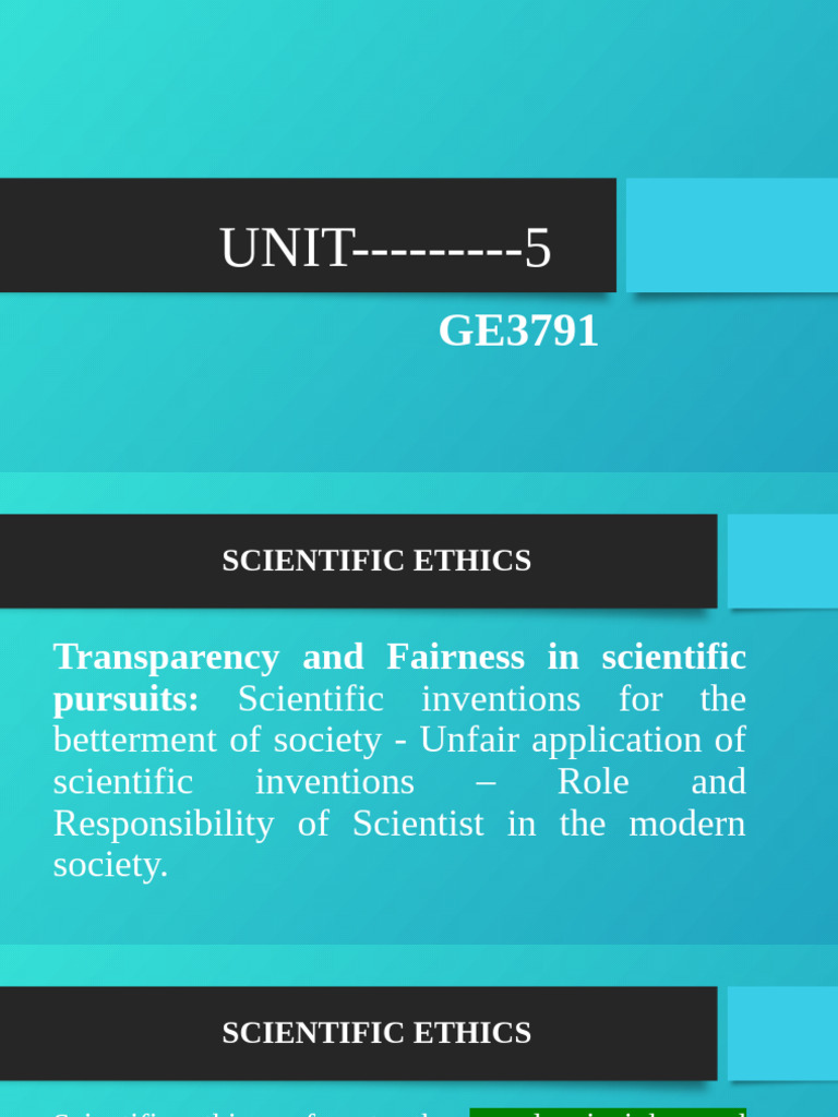 Scientific Ethics: Transparency & Responsibility | PDF | Science ...