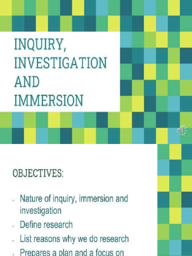 Lesson 1 Inquiry Investigation and Immersion | PDF