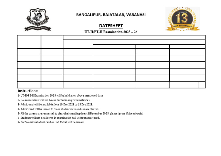 u.t.-p.T-II Time Table 2025-26 (Ix - Xi) | PDF