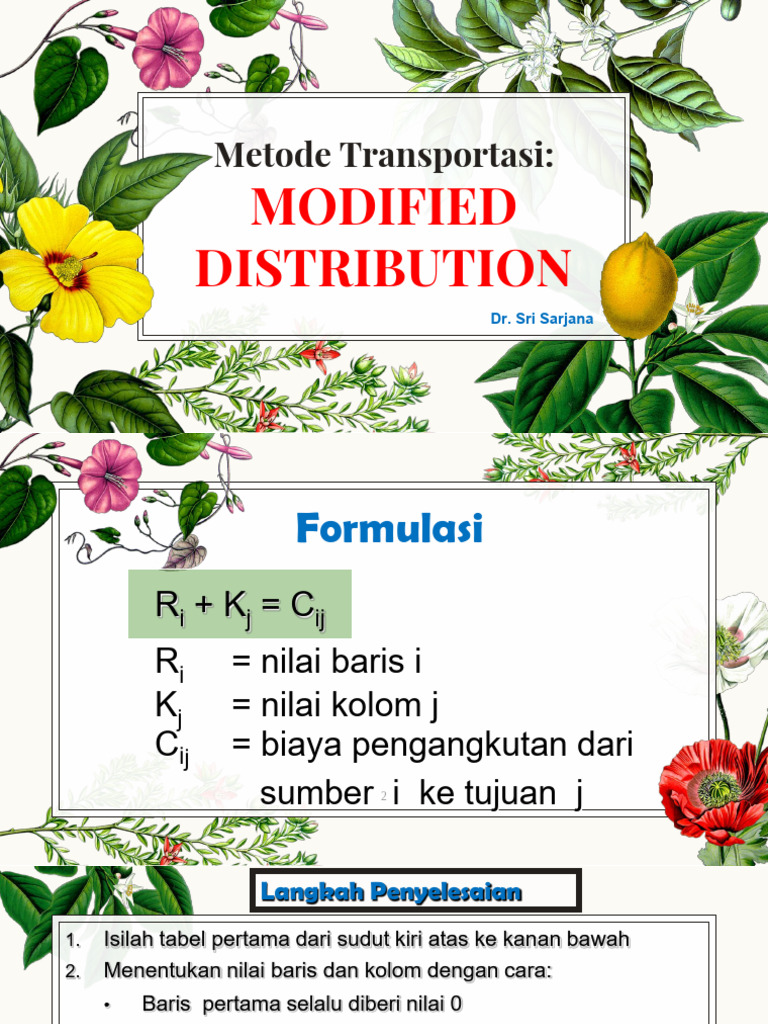 Metode Transportasi dengan MODI dan Indeks | PDF