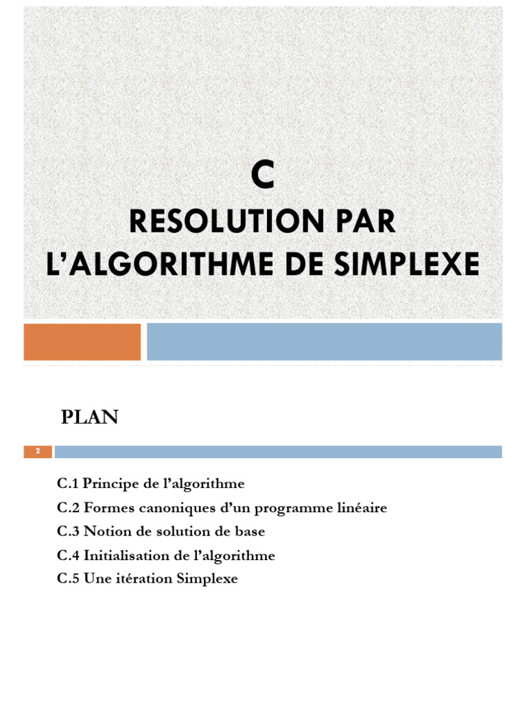 Algorithme du Simplexe en Programmation Linéaire | PDF | Optimisation ...